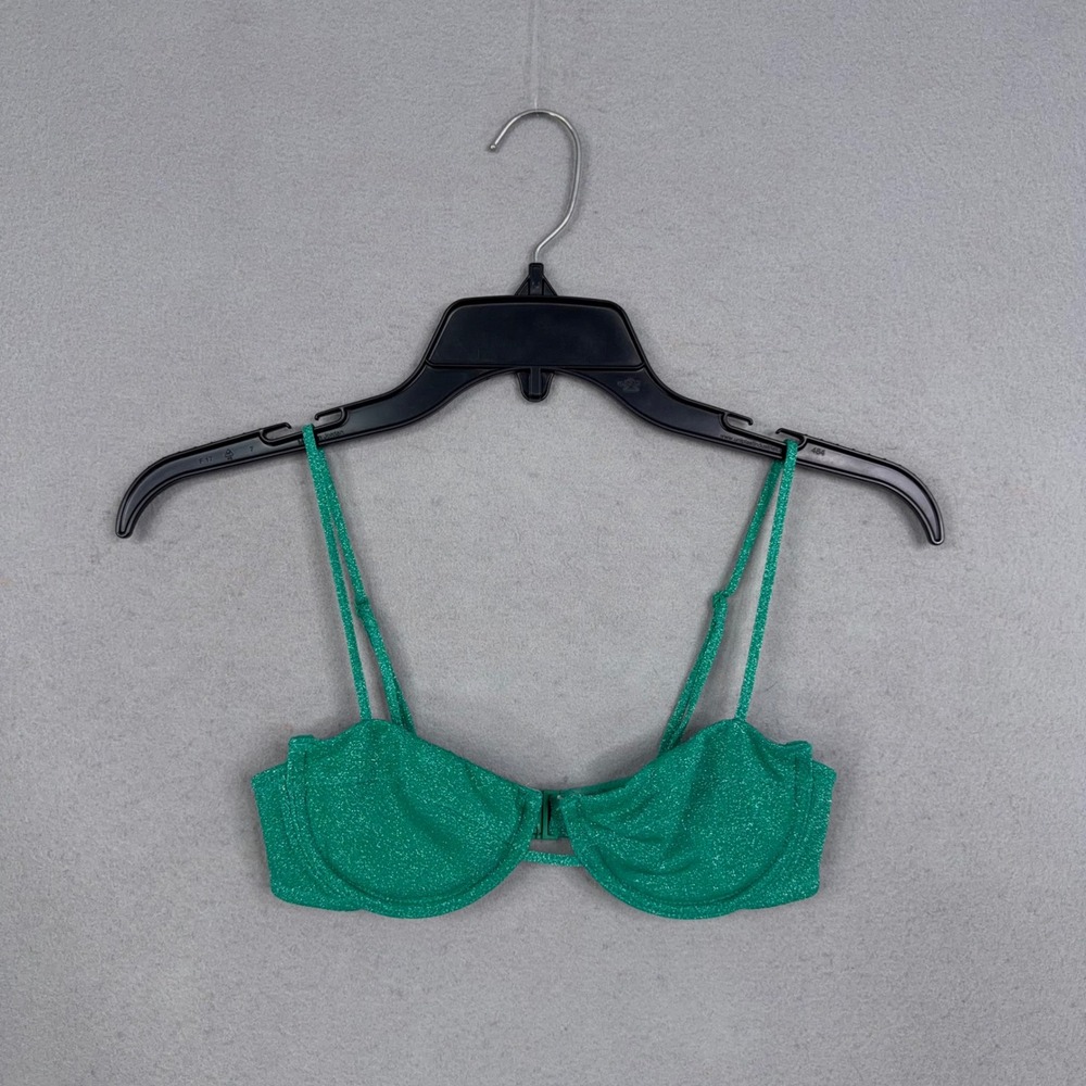 TRIANGL Bikini Top Womens XS Green Shimmer Underwire Sparkle Swim Beach